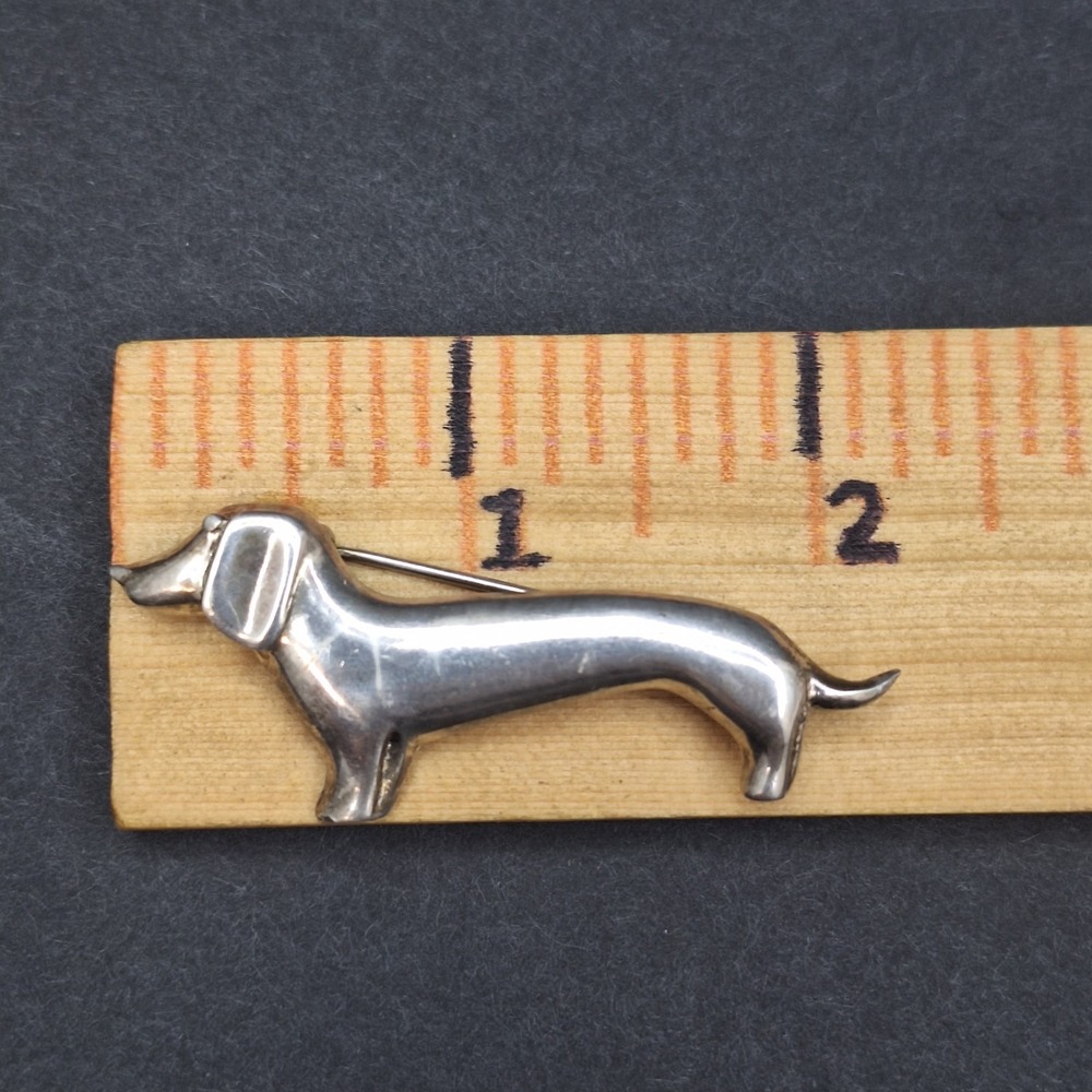 Vintage Mexico Sterling Silver Dachshund Weiner Dog Brooch Pin 9.26g - Picture 4 of 10